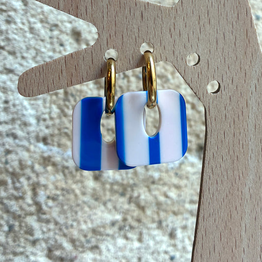 Boucles d’oreilles Candice bleu/blanc