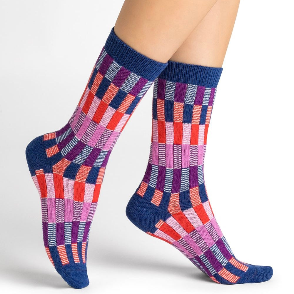 Chaussettes Cachemire damier multicolore T36/40