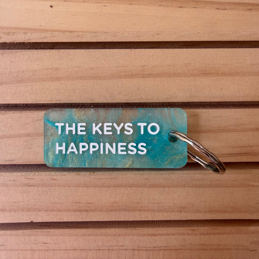 Porte-clés The Keys to happiness bleu piscine