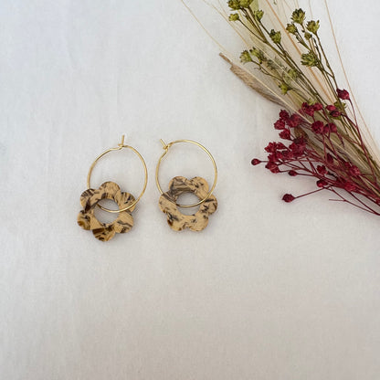 Boucles d’oreilles Flora beige chocolat