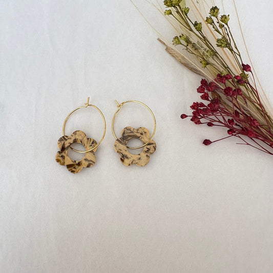 Boucles d’oreilles Flora beige chocolat