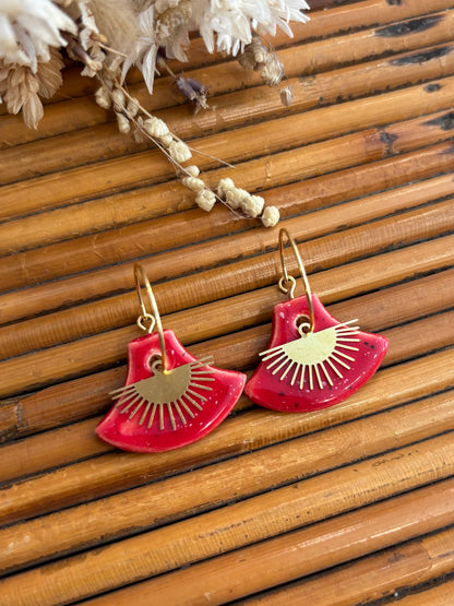 Boucles d'oreilles en céramique sunset rouge