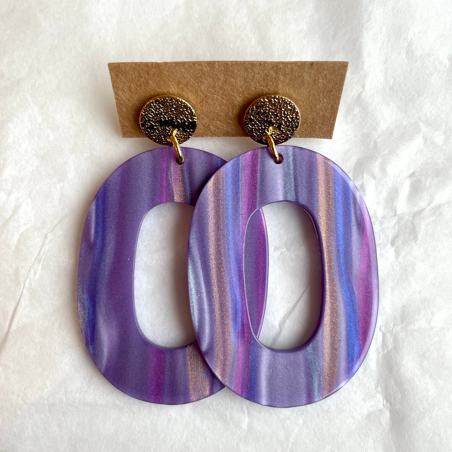 Boucles d’oreilles Alba violet arc-en-ciel