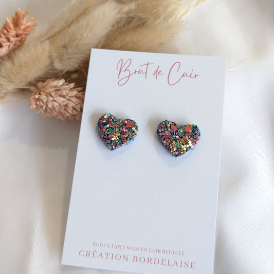 Boucles d'oreilles Puces bleuté