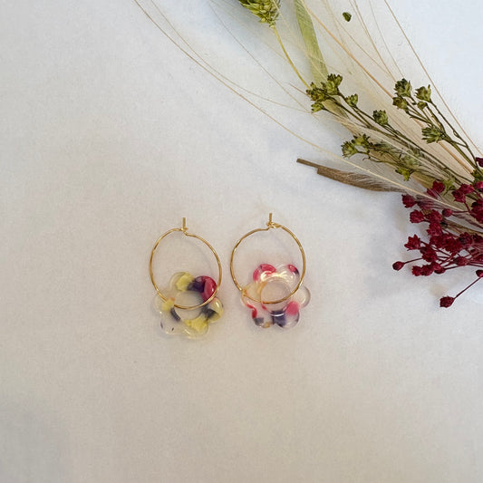 Boucles d’oreilles Flora terrazzo vanille