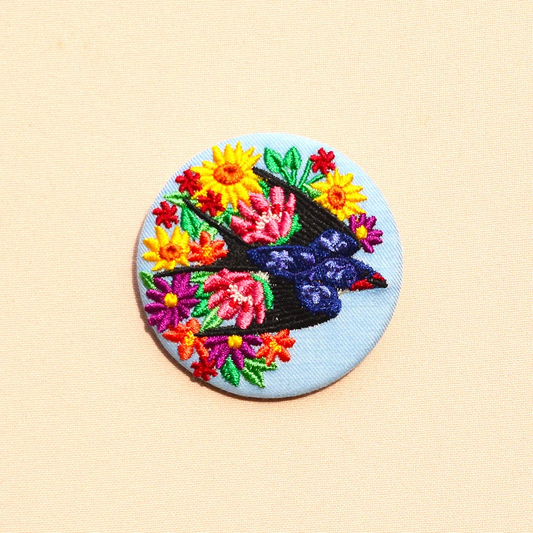 Broche grand format Hirondelle Fleurie