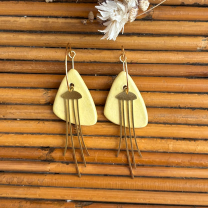 Boucles d'oreilles en céramique triangle jaune et méduse