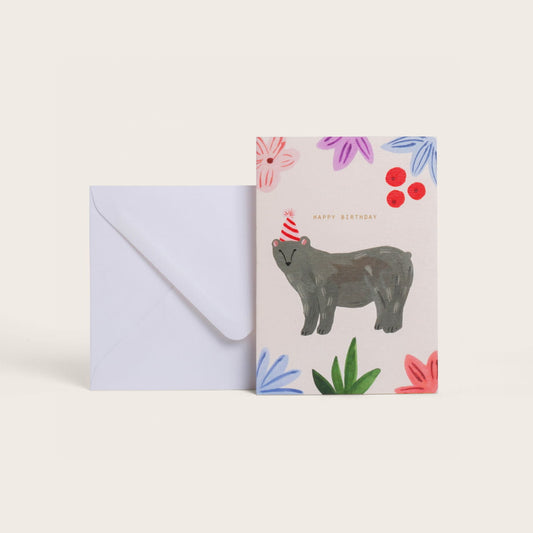 Carte double avec enveloppe - Bear « Happy birthday »