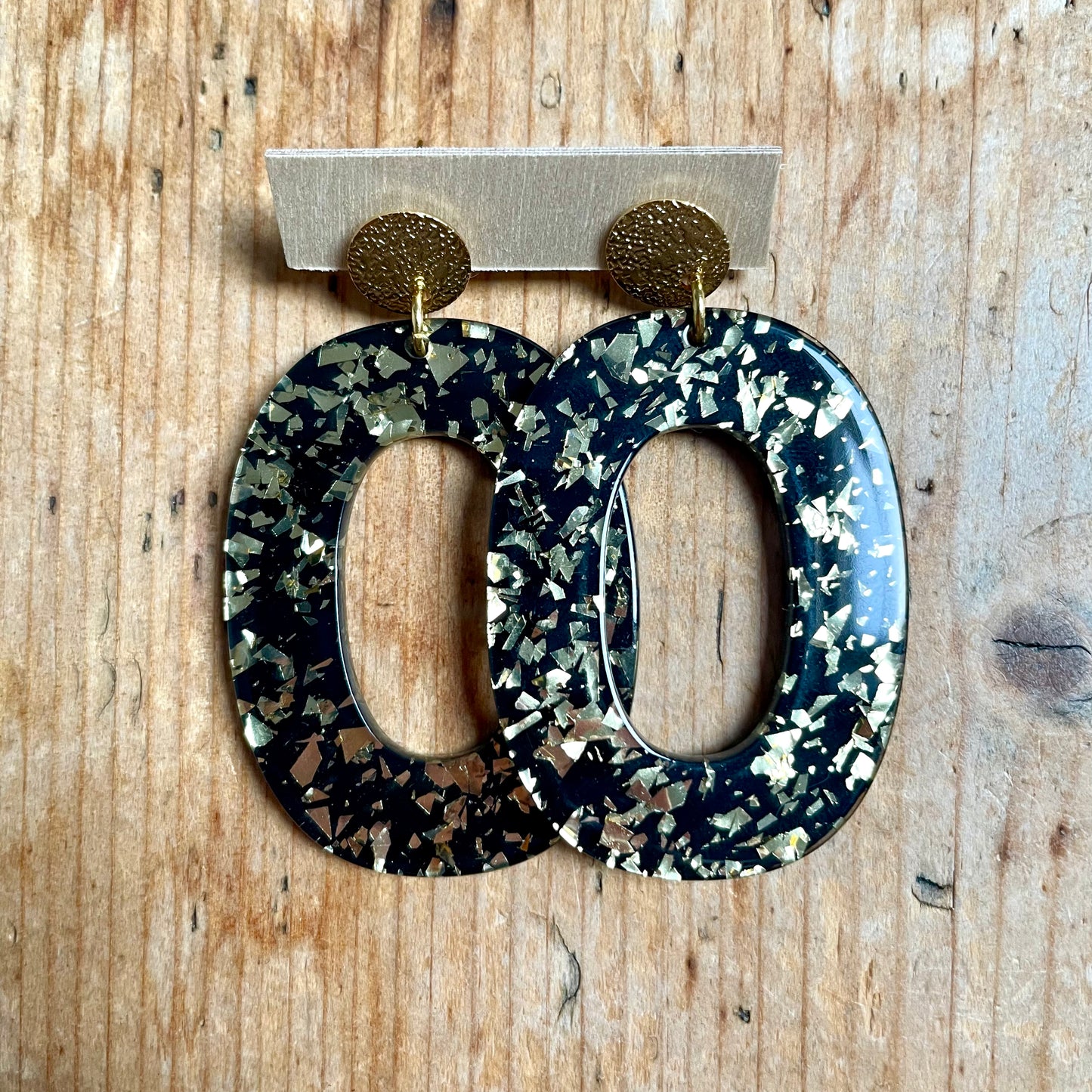 Boucles d’oreilles Alba noir et doré
