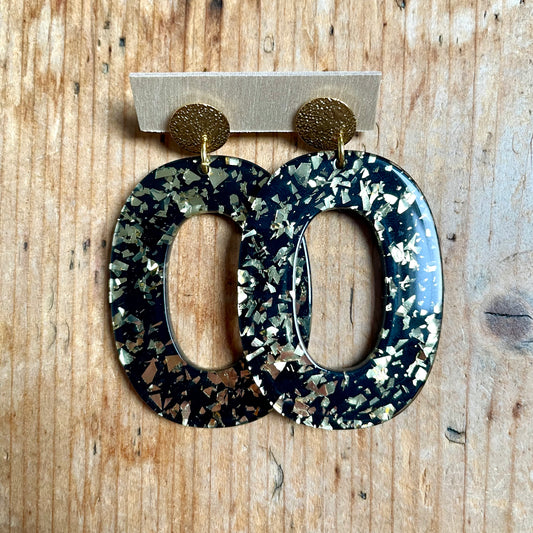 Boucles d’oreilles Alba noir et doré