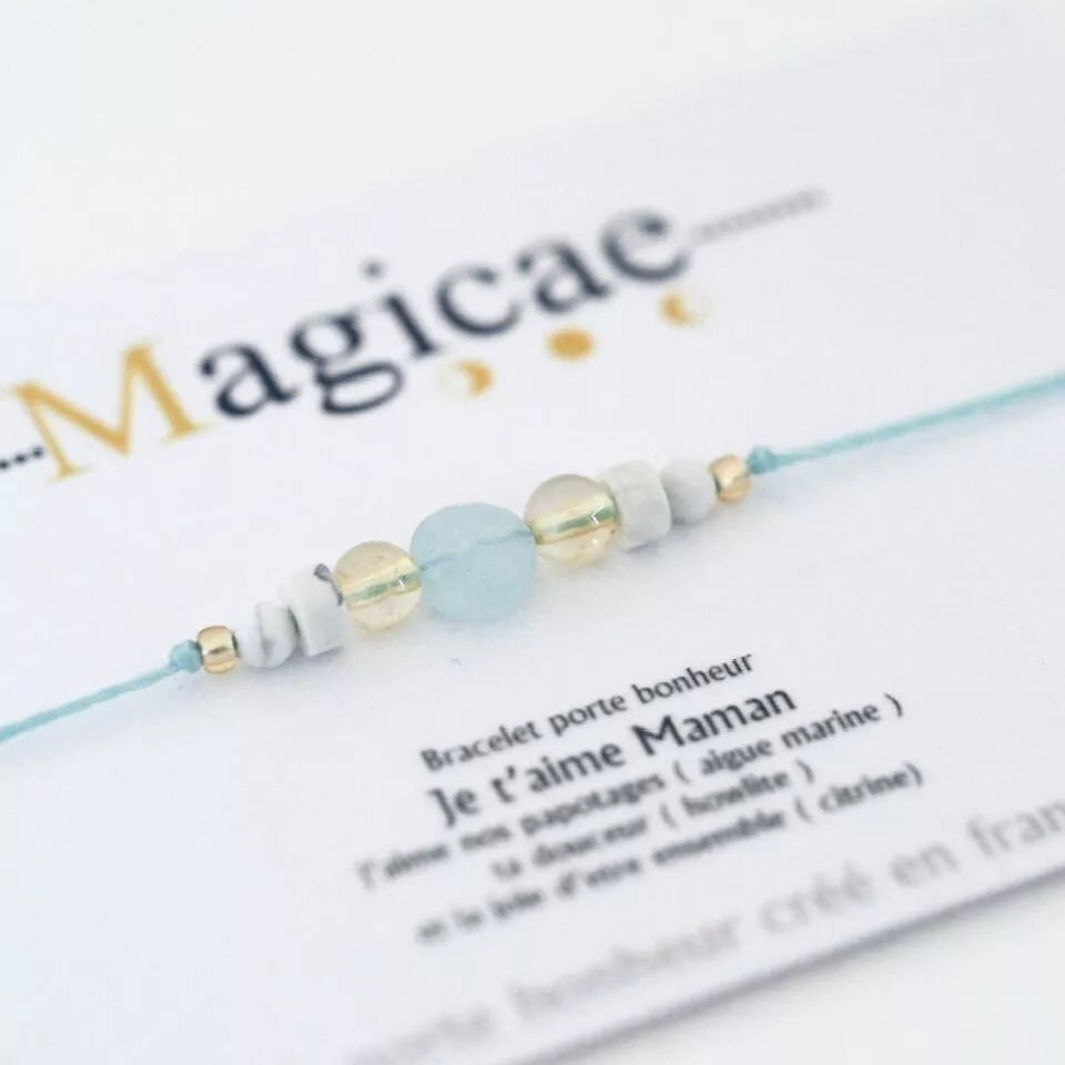 Bracelet pierres semi-précieuses (message au choix)