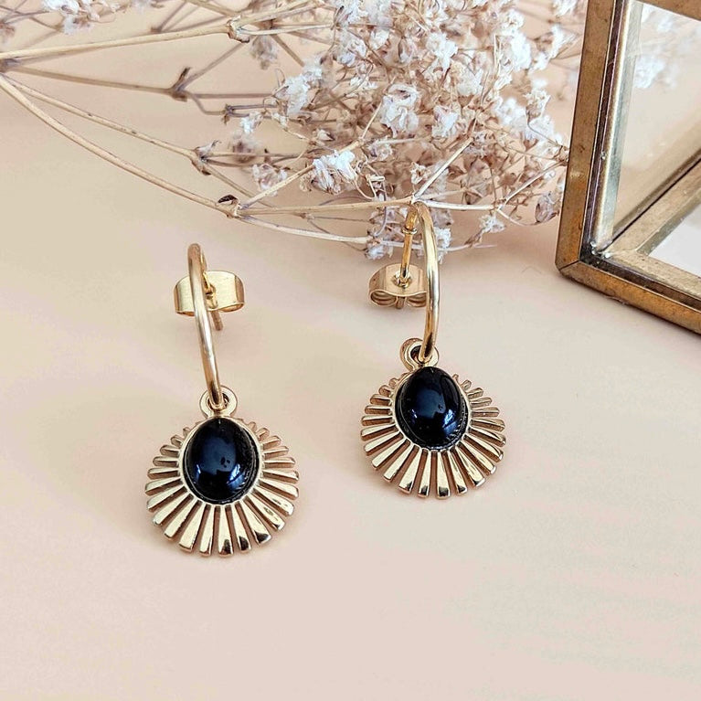 Boucles d’oreilles L’Étincelante Agate noire