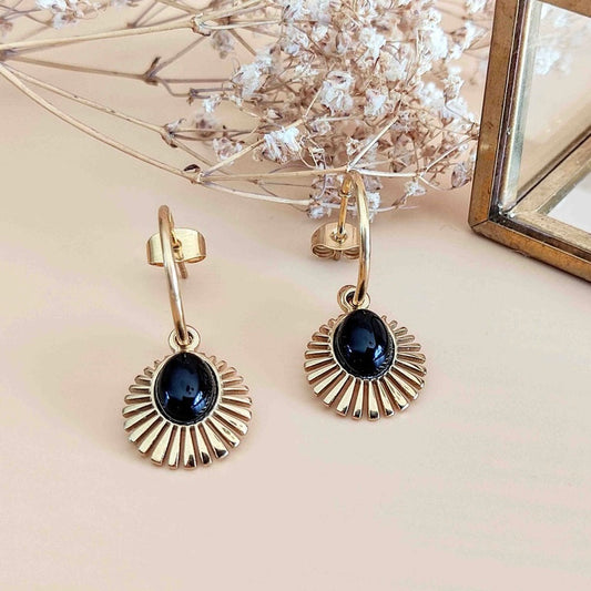 Boucles d’oreilles L’Étincelante Agate noire