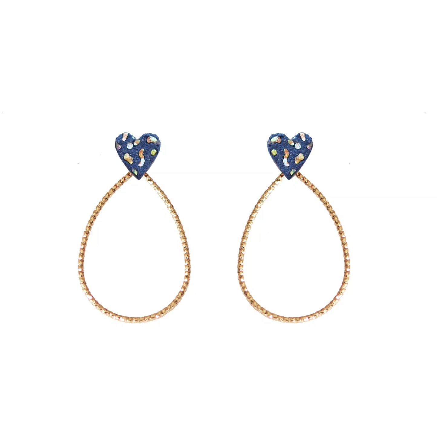 Boucles d’oreilles Cœur bleu panthère