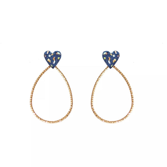 Boucles d’oreilles Cœur bleu panthère