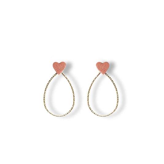 Boucles d’oreilles Cœur rose métallisé