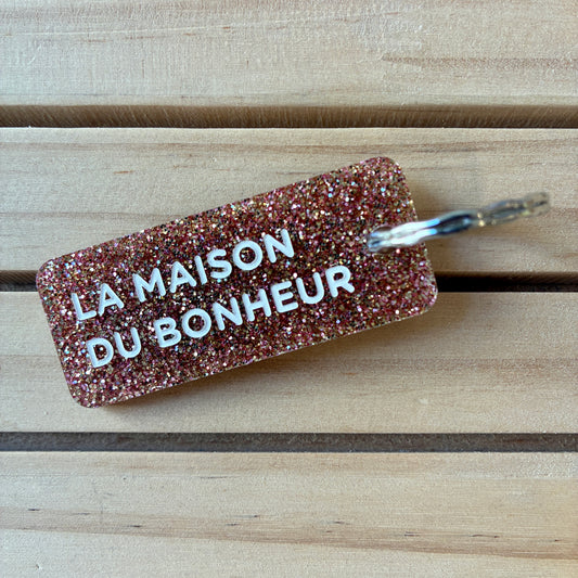 Porte-clés La maison du bonheur rose