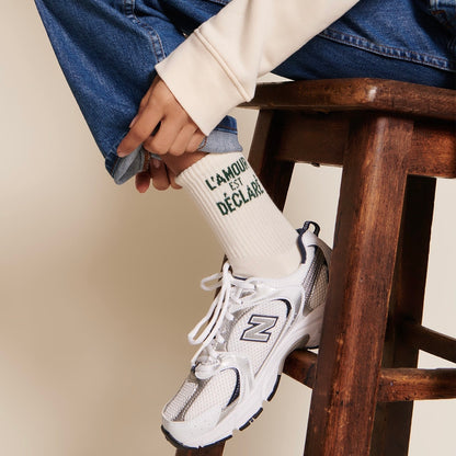 Chaussettes L’amour est déclaré crème T36-41
