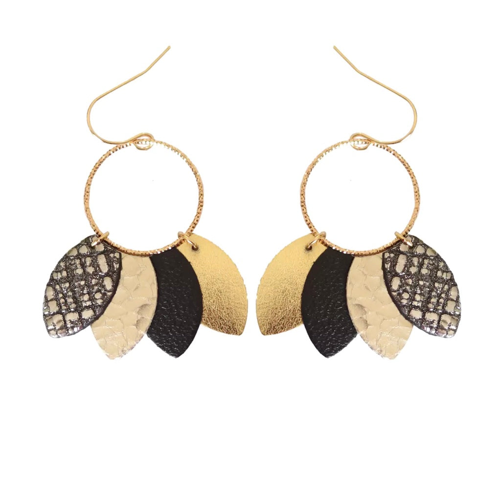 Boucles d’oreilles Frida noir et doré