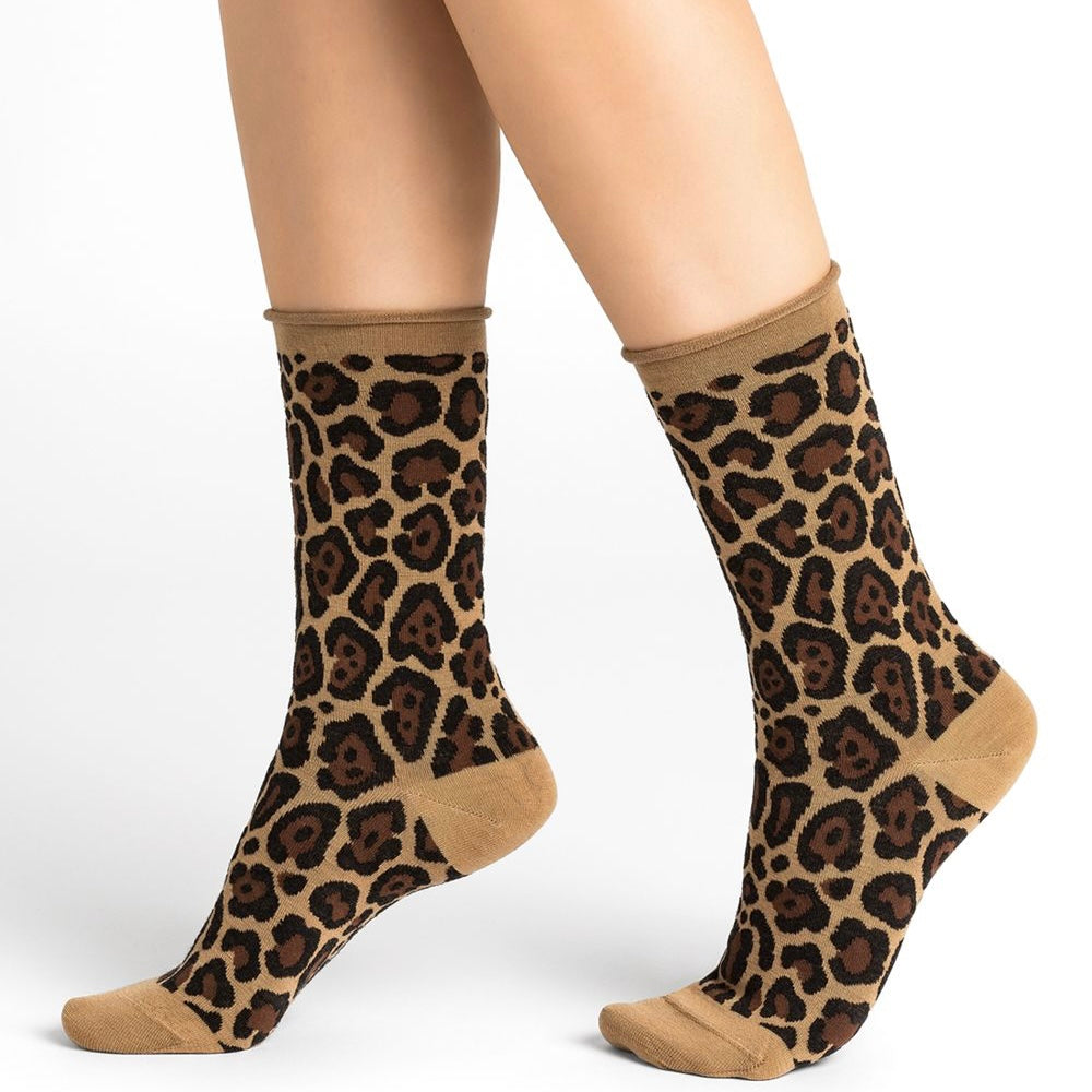 Chaussettes Laine fine léopard T36-38