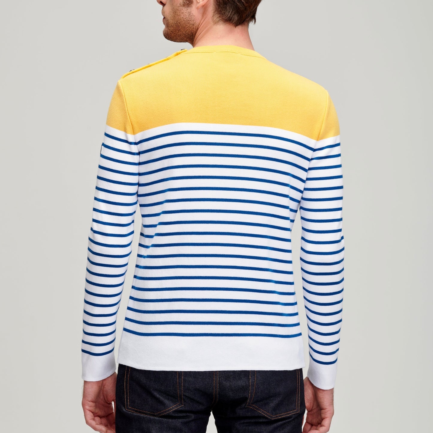 Pull en coton à rayures écru/passion