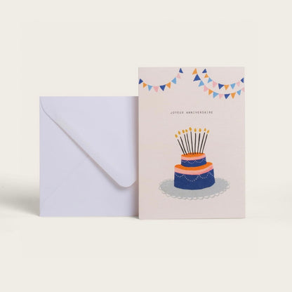 Carte double avec enveloppe - Cake "Joyeux anniversaire"