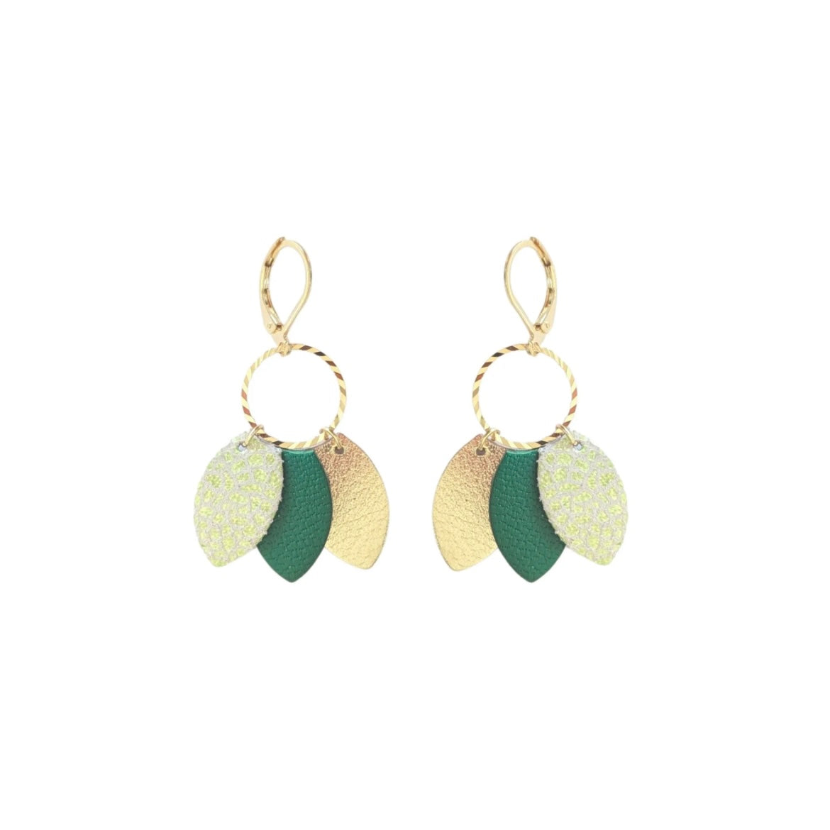 Boucles d’oreilles Kali vert métallisé