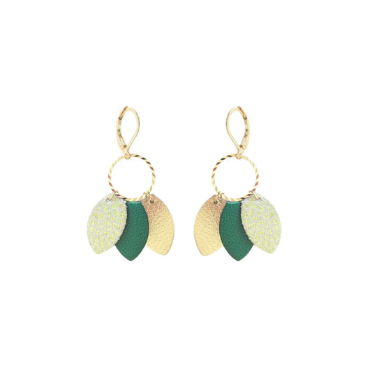 Boucles d’oreilles Kali vert métallisé