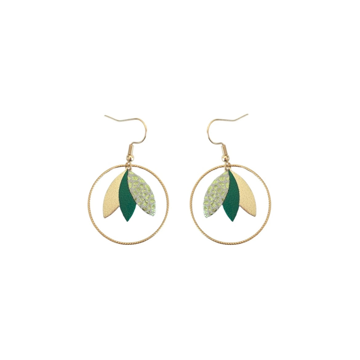 Boucles d’oreilles Louise vert métallisé