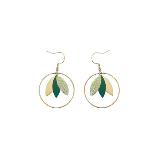 Boucles d’oreilles Louise vert métallisé