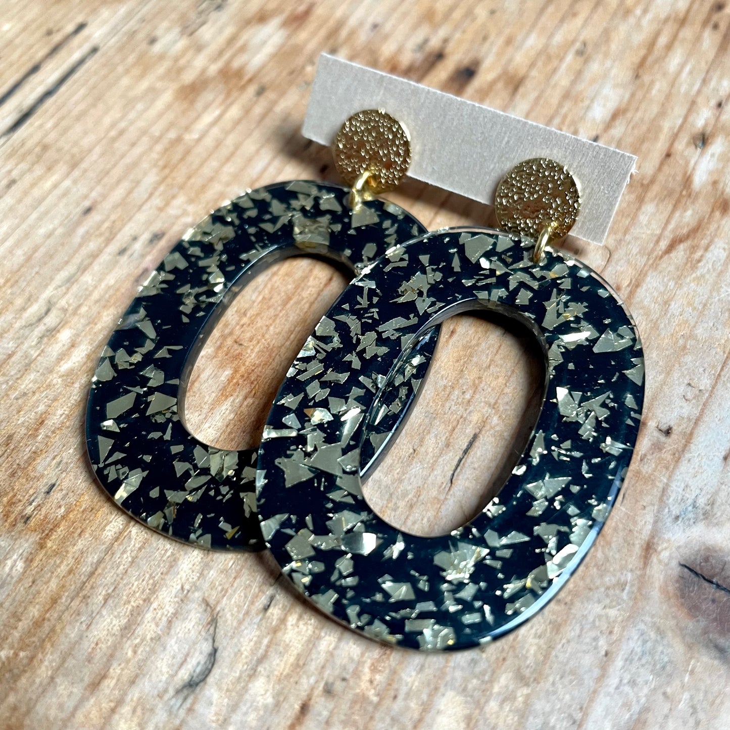 Boucles d’oreilles Alba noir et doré