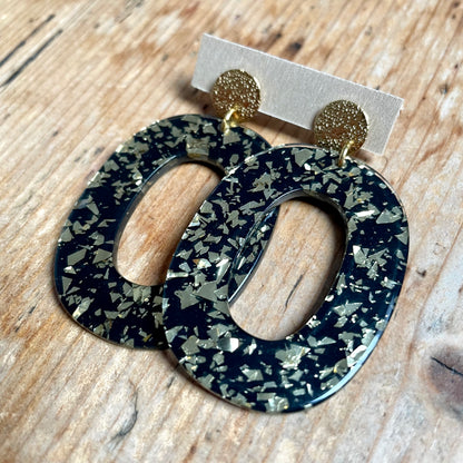 Boucles d’oreilles Alba noir et doré