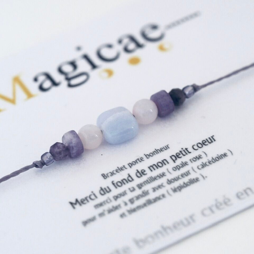 Bracelet pierres semi-précieuses (message au choix)