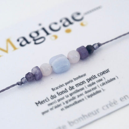 Bracelet pierres semi-précieuses (message au choix)