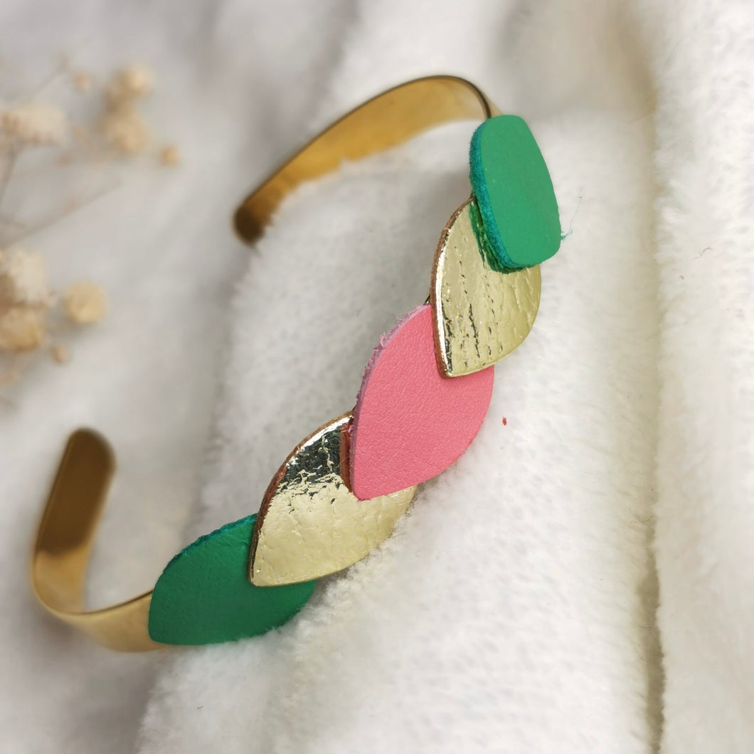 Jonc Zoé vert rose et doré