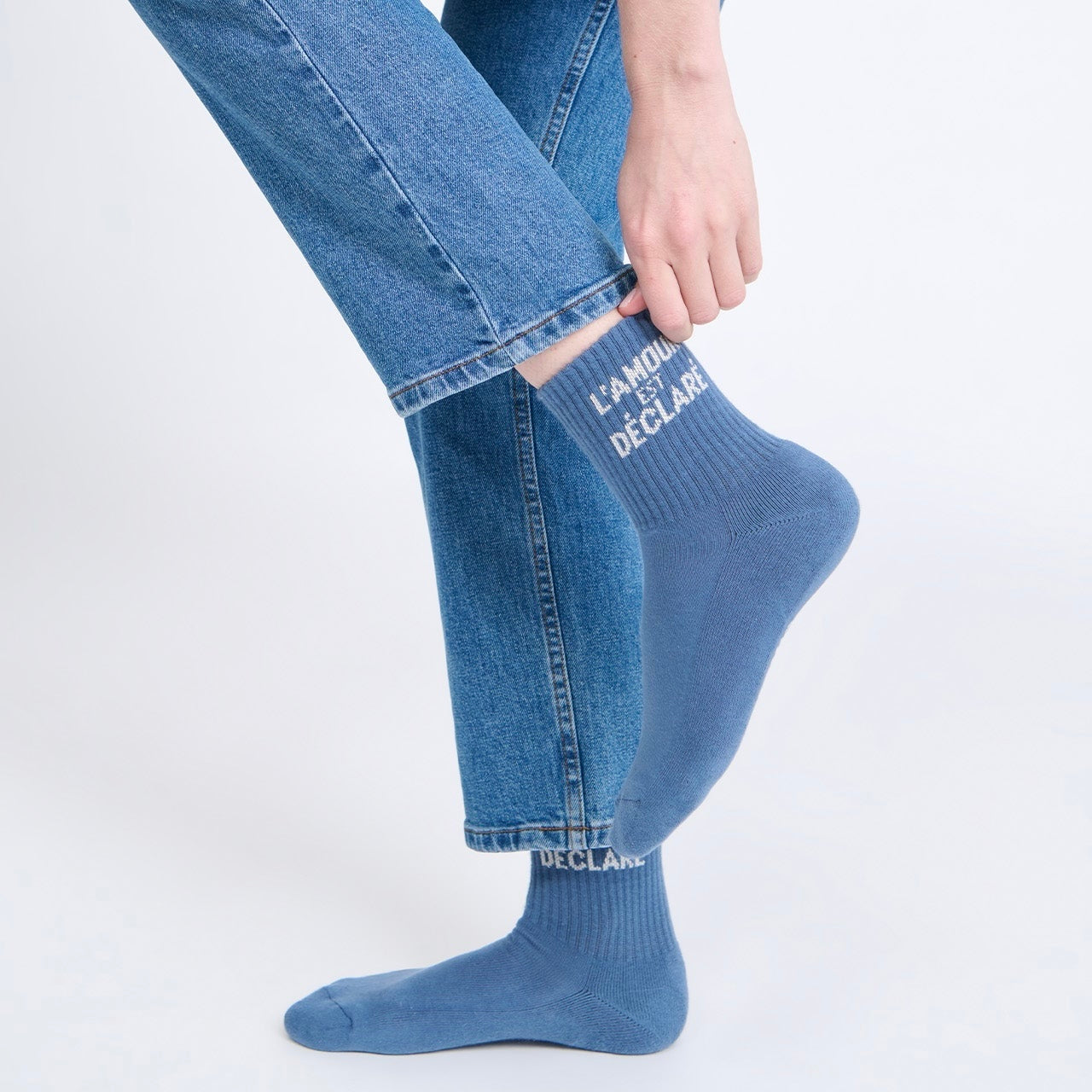 Chaussettes L’amour est déclaré bleu lac T42-46