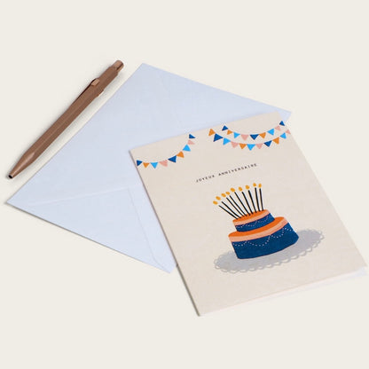 Carte double avec enveloppe - Cake "Joyeux anniversaire"