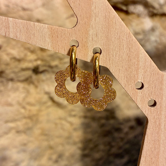 Boucles d’oreilles Flora or pailletée