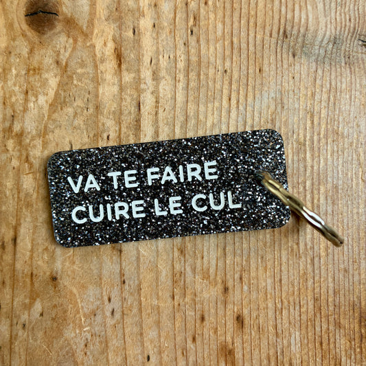Porte-clés Va te faire cuire le cul noir