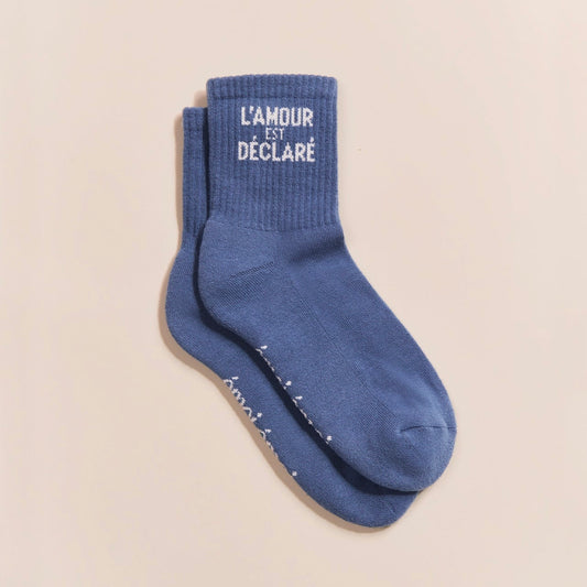 Chaussettes L’amour est déclaré bleu lac T42-46