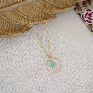 Collier Clémentine avec pierre semi-précieuse (au choix)