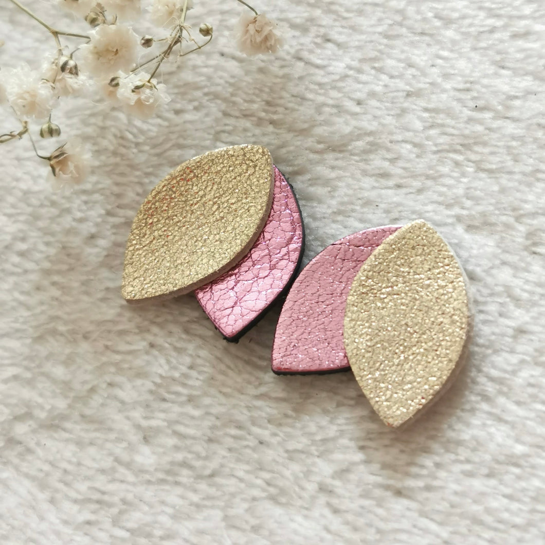 Boucles d'oreilles puces Pauline doré et rose