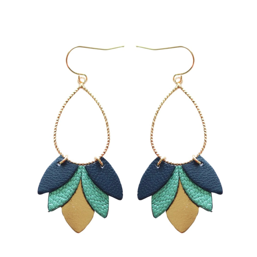 Boucles d’oreilles Bonnie bleu et doré