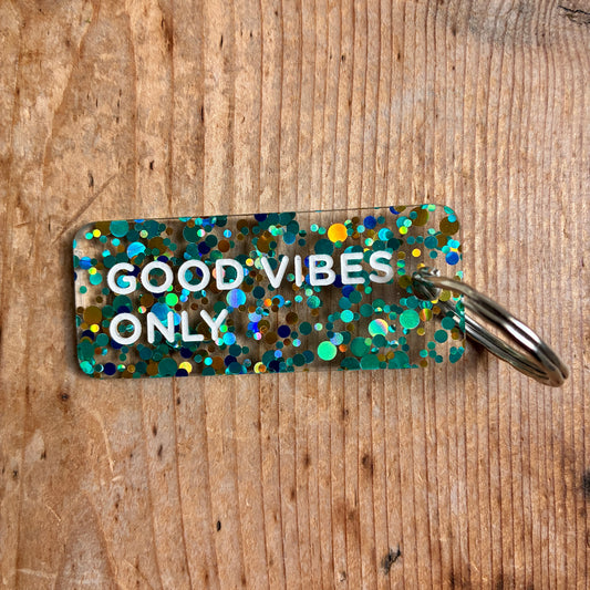 Porte-clés Good vibes only bleu/or/vert
