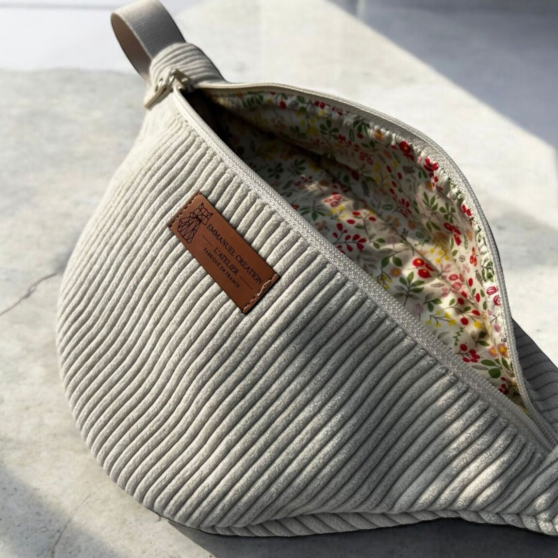 Sac banane - Velours Écru