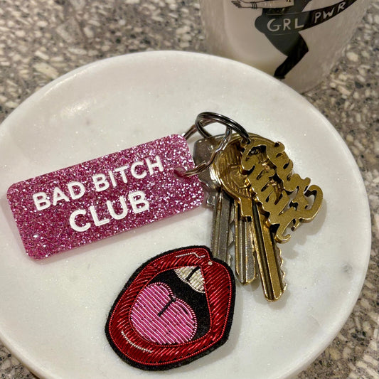 Porte-clés Bad bitch club fuschia