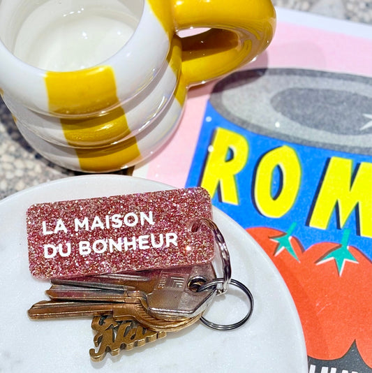 Porte-clés La maison du bonheur rose