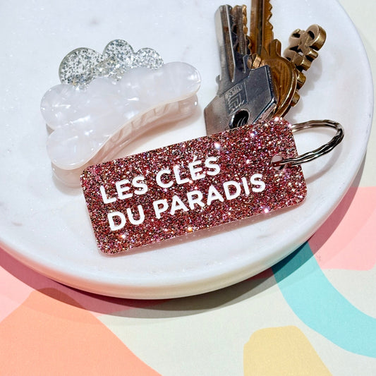 Porte-clés Les clés du paradis rose
