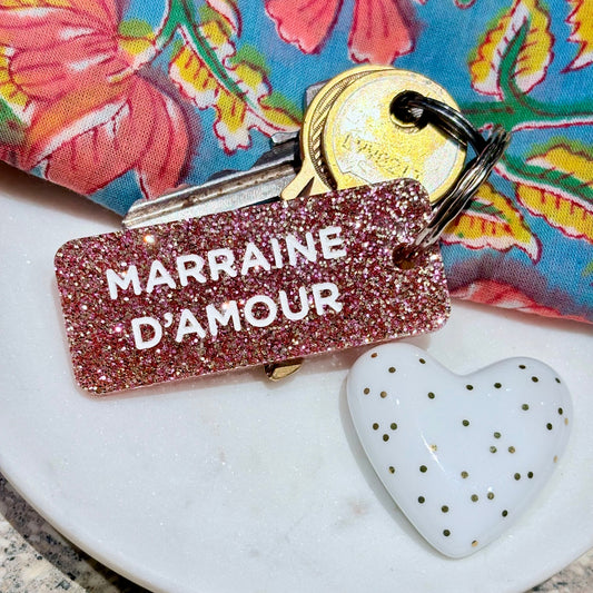 Porte-clés Marraine d’amour rose