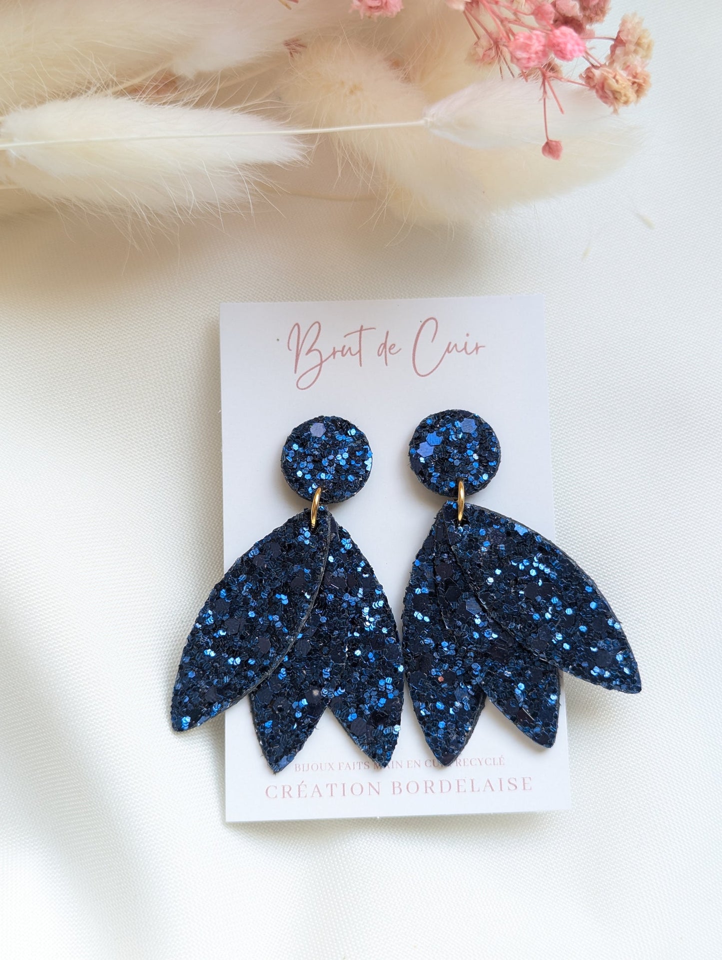 Boucles d'oreilles Glitter bleu marine